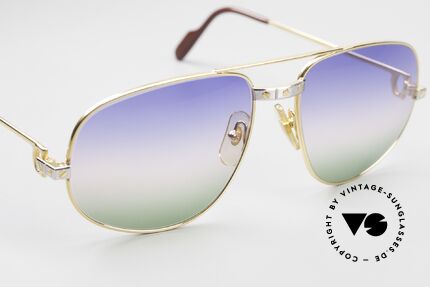 Cartier Romance Santos - XL Luxus Vintage Sonnenbrille 80er, neue Sonnengläser mit dreifach-Verlauf; 100% UV Schutz, Passend für Herren