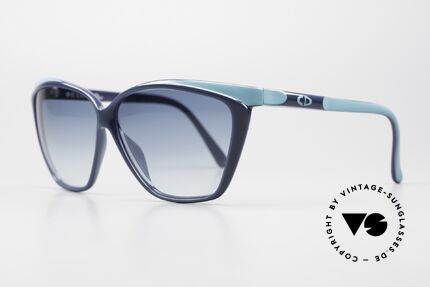 Christian Dior 2324 XXL 80er Damen Sonnenbrille, tolle maritime Rahmengestaltung in tiefblau-türkis, Passend für Damen