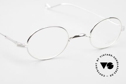 Lunor II 10 Ovale Brille Platin Plattiert, altes, ungetragenes LUNOR Original mit dem W-Steg, Passend für Herren und Damen