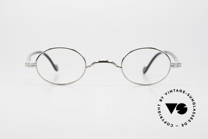 Lunor II A 04 Ovale XS Brille Platin Plattiert, Vollrand-Metallfassung mit eleganten Acetat-Bügeln, Passend für Herren und Damen