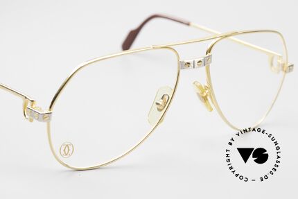 Cartier Vendome Santos - S 80er James Bond Vintage Brille, absolute Luxus-Fassung (22kt vergoldet) im Pilotenstil, Passend für Herren und Damen