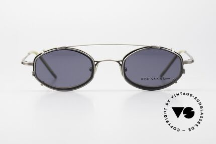 Koh Sakai KS9836 Titanium Brille mit Clip-On, Größe 45-21 mit praktischem Sonnen-Clip / Vorhänger, Passend für Herren und Damen