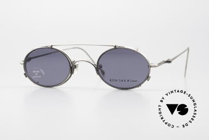 Koh Sakai KS9541 Ovale Brille Made in Japan 90er, alte vintage Koh Sakai Brille mit Sonnen-Clip von 1997, Passend für Herren und Damen