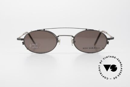 Koh Sakai KS9701 Kleine Titan Fassung mit Clip, zeitlose ovale Brillenform von 1997 in SMALL Gr. 44-21, Passend für Herren und Damen