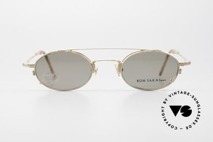 Koh Sakai KS9701 Ovale Titan Fassung mit Clip, zeitlose ovale Brillenform von 1997 in SMALL Gr. 44-21, Passend für Herren und Damen