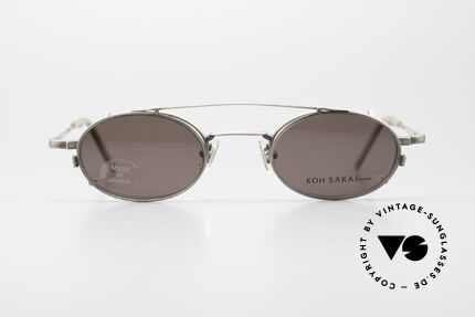 Koh Sakai KS9701 Sonnenclip Brillenfassung 90er, zeitlose ovale Brillenform von 1997 in SMALL Gr. 44-21, Passend für Herren und Damen