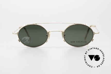 Koh Sakai KS9711 Clip On Brille 90er Titanium, ovale Titanium-Fassung in Größe 43-21 142, vergoldet, Passend für Herren und Damen