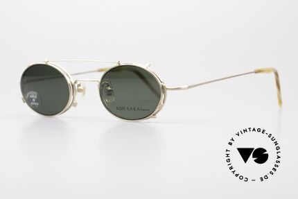 Koh Sakai KS9711 Clip On Brille 90er Titanium, in Los Angeles designed & in Sabae (Japan) produziert, Passend für Herren und Damen
