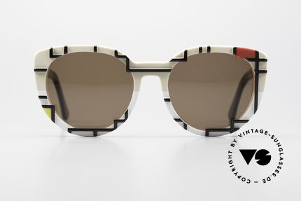 Cutler And Gross 1082 Piet Mondrian Sonnenbrille, Design von den Titelseiten der Broschüren inspiriert,, Passend für Damen