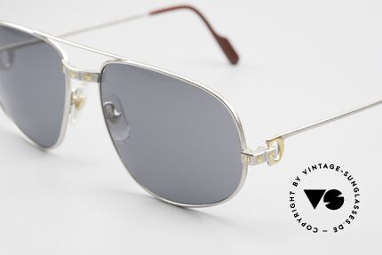 Cartier Romance Santos - XL Palladium Luxus Sonnenbrille, orig. Cartier Sonnengläser mit Gravur; 100% UV Schutz, Passend für Herren