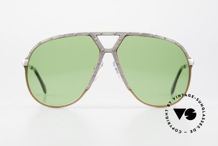 Alpina M1 80er Brille Glas Apfelgrün, Limited Edition: Pfirsich-Metallic / Antik-Silber, Passend für Herren