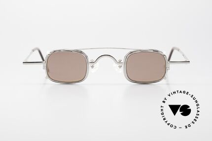 L.A. Eyeworks FEZ 405 Brille mit Clip On Von 1997, handgefertigt, mit den charakteristischen Bügelenden, Passend für Herren und Damen