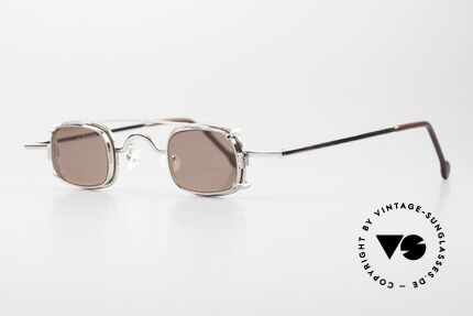 L.A. Eyeworks FEZ 405 Brille mit Clip On Von 1997, viel Liebe zum Detail & sehr praktischer Sonnen-Clip, Passend für Herren und Damen