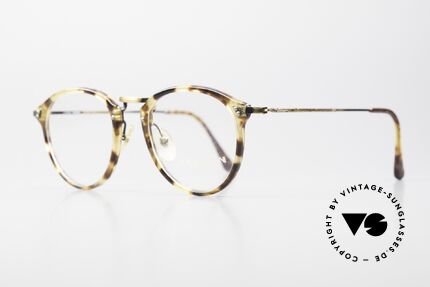 Giorgio Armani 318 Alte Vintage 90er Panto Brille, Front in Schildpatt-Optik mit edlen Messing Bügeln, Passend für Herren