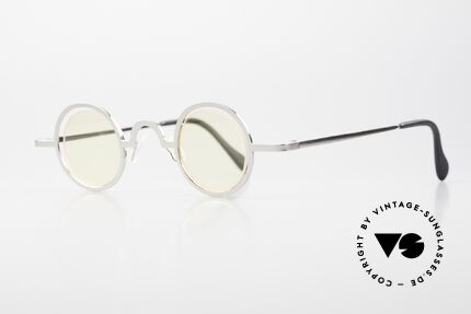 Theo Belgium Coco Randlose Runde Brille 90er, Gläser werden u.a. durch einen Nylor-Faden gehalten, Passend für Herren und Damen