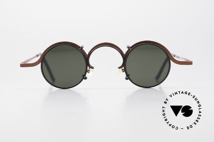 Theo Belgium Feu Vintage Brille Mit Clip-On, rundes Unisex-Modell von 1996 in Größe 34/29, Passend für Herren und Damen