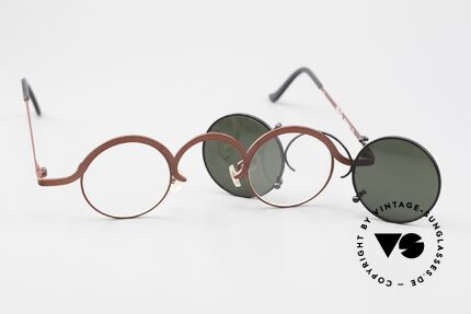 Theo Belgium Feu Vintage Brille Mit Clip-On, tolle Kombination der Farben (weinrot & schwarz), Passend für Herren und Damen