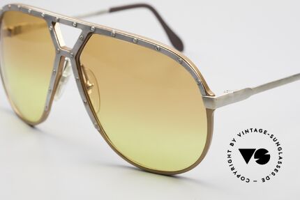Alpina M1 80er Brille Orange-Gelb Verlauf, kultiges 80er Mode-Accessoire ("Stevie Wonder"), Passend für Herren