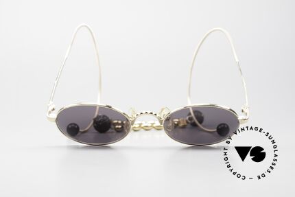 Jean Paul Gaultier 55-9673 Sonnenbrille Mit Perlenkette, große flexible Metall-Bügel mit Ketten und Perlen, Passend für Damen