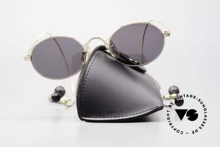 Jean Paul Gaultier 55-9673 Sonnenbrille Mit Perlenkette, unbenutzt (wie alle unsere vintage Gaultier Brillen), Passend für Damen