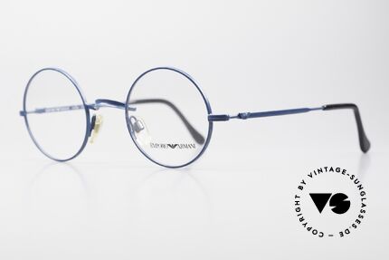 Giorgio Armani EA013 Kleine Runde 90er Brille, schlichte, runde Fassung in dunkelblau, Gr. 44-23, Passend für Herren und Damen