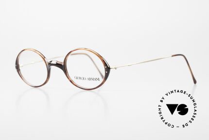 Giorgio Armani 363 90er Unisex Brille Oval, Kunststoff-Front mit fein verzierten Draht-Bügeln, Passend für Herren und Damen Giorgio Armani 363 90er Unisex Brille Oval, Kunststoff-Front mit fein verzierten Draht-Bügeln, Passend für Herren und Damen