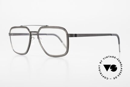 Lindberg 9743 Strip Titanium Herren Designerbrille Titan, markantes Design mit Oberbalken; dezent dunkelgrau, Passend für Herren