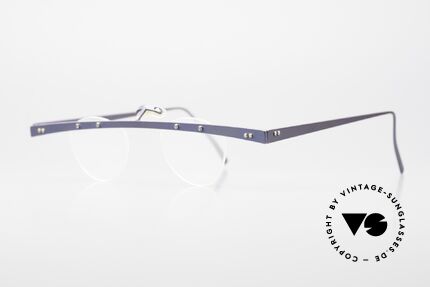 Theo Belgium Tita IV 8 Außergewöhnliche 90er Brille, die Gläser sind mit Schrauben am Titan-Rahmen fixiert, Passend für Herren und Damen