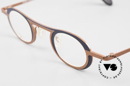 Theo Belgium Wexford Damen & Herrenbrille Titan, interessante Farbe: dunkelblau & weinrot metallic, Passend für Herren und Damen