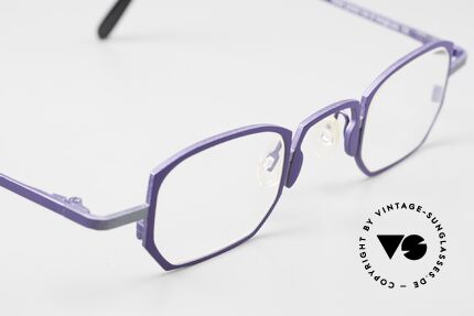 Theo Belgium Pratt Damenbrille Titan Violett, ungetragene Kunstbrille für die, die sich trauen!, Passend für Damen
