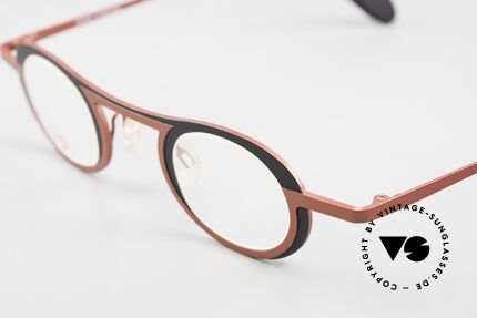 Theo Belgium Wexford Titan Damen & Herrenbrille, interessante Farbe: schwarz und weinrot metallic, Passend für Herren und Damen