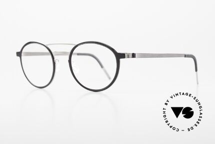 Lindberg 9739 Strip Titanium Runde Brille Doppelbrücke, runde Brillenform & markantes Doppelbrücken-Design, Passend für Herren