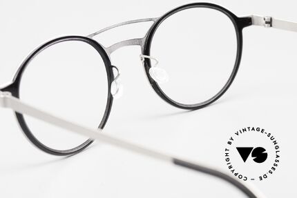 Lindberg 9739 Strip Titanium Runde Brille Doppelbrücke, die orig. DEMOgläser können beliebig getauscht werden, Passend für Herren