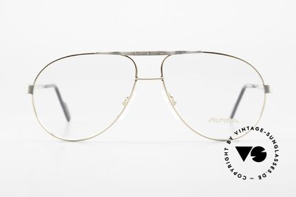 Alpina M1F771 90er Herrenbrillen Aviator, 90er Aviator-Brille, gebürstetes Metall und Gold, Passend für Herren