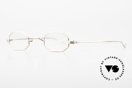 Lunor II 01 Achteckige Brille Antik Gold, Fassung in Größe 37/24; für große Stärken geeignet, Passend für Herren und Damen