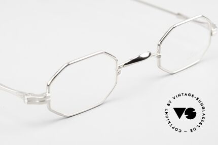 Lunor II 01 Achteckige Brille Platin PP, ungetragenes Modell; kostbar platin-plattiert (PP)!, Passend für Herren und Damen