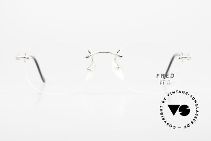 Fred Fidji F1 Luxus Brille Randlos Platin, marines Design (charakteristisch Fred) in Top-Qualität, Passend für Herren und Damen