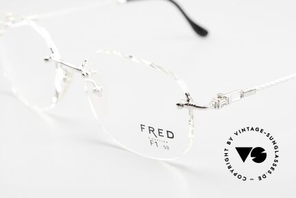 Fred Fidji F1 Luxus Brille Randlos Platin, Bügel sind gedreht wie ein Segeltau; MUSS für Segler!, Passend für Herren und Damen