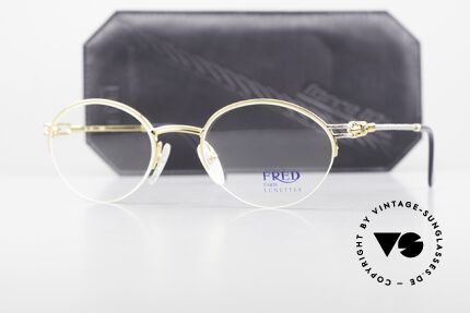 Fred Feroe Ovale Luxus Brille 90er Nylor, mit original Fred Soft-Etui & zusätzliches Etui von JPG, Passend für Herren und Damen