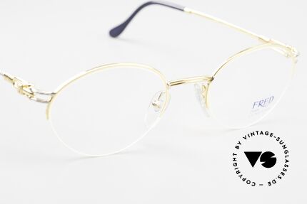 Fred Feroe - M Ovale Luxus Brille 90er Nylor, KEIN RETRO; kostbares vergoldetes Original; Gr. 51/21, Passend für Herren und Damen