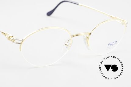 Fred Feroe Ovale Luxus Brille 90er Nylor, KEIN RETRO; kostbares vergoldetes Original; Gr. 51/21, Passend für Herren und Damen