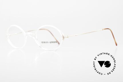 Giorgio Armani 363 Ovale Brille 90er Kristall, kristallklare Front mit fein verzierten Draht-Bügeln, Passend für Herren und Damen