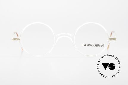 Giorgio Armani 365 Runde Brille 90er Kristall, schlichte & puristische GA Fassung "Unisex-Brille", Passend für Herren und Damen