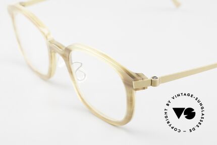Lindberg Horn 1801 Büffelhorn Titanbrille Gold, absoluter Luxus, denn jedes Horn-Modell ist einzigartig, Passend für Herren und Damen