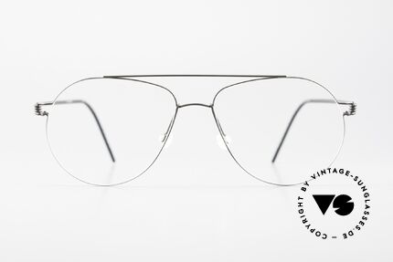 Lindberg Raymond Air Titan Rim Herrenbrille Aviator Style, edle Herrenbrille mit Oberbalken; col. U9 (schwarz), Passend für Herren
