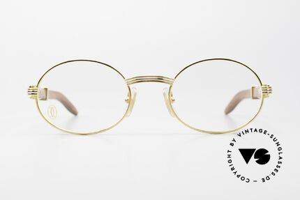Cartier Giverny Ovale Edelholz Brille 1990, aus afrik. Bubinga-Holz gefertigt, Gr. 53°22, 135, Passend für Herren und Damen