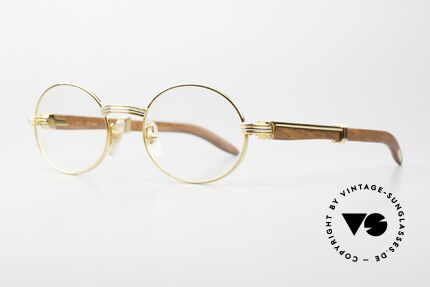 Cartier Giverny Ovale Edelholz Brille 1990, kostbare Rarität der teuren 'Precious Wood' Serie, Passend für Herren und Damen
