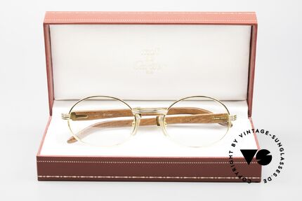 Cartier Giverny Ovale Edelholz Brille 1990, Größe: medium, Passend für Herren und Damen