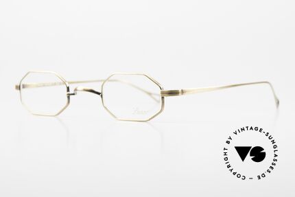 Lunor T4-E-MT AG Achteckige Brille Antik Gold, sehr leicht & komfortabel; anpassbare Titanbügel, Passend für Herren und Damen
