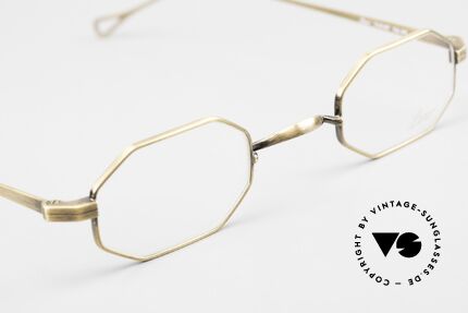 Lunor T4-E-MT AG Achteckige Brille Antik Gold, aus der aktuellen Kollektion in bekannter Qualität, Passend für Herren und Damen